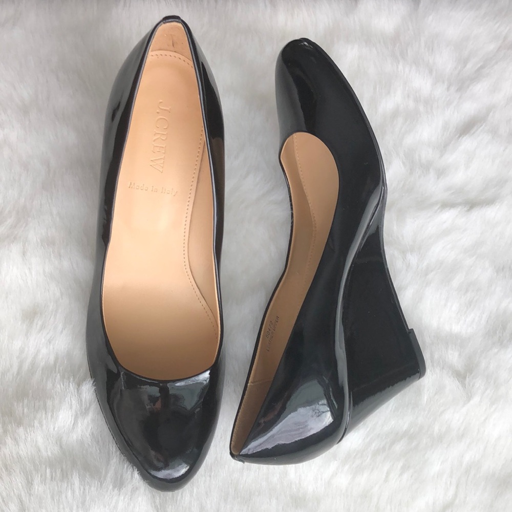 J.Crew new  Martina Italian patent leather wedge